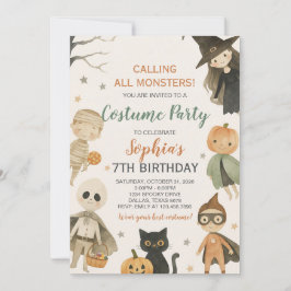 Halloween kallar alla monster Birthday Inbjudningar