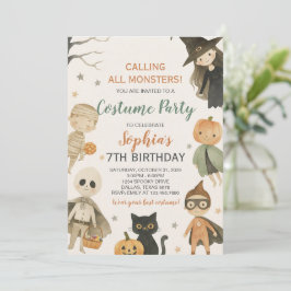Halloween kallar alla monster Birthday Inbjudningar
