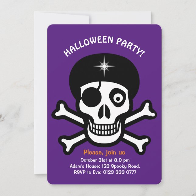 Halloween-kallar på orange och lila inbjudan (Framsida)