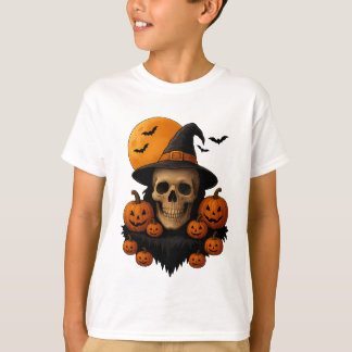 Halloween-kalle med pumpor och häxhatt T-shirt