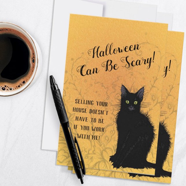 Halloween kan vara skör Gods Tack Kort (Personalized Halloween Real Estate Marketing Card)