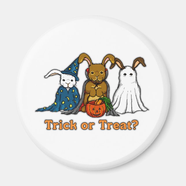 Halloween-kanin Trick eller behandling Magnet (Framsidan)