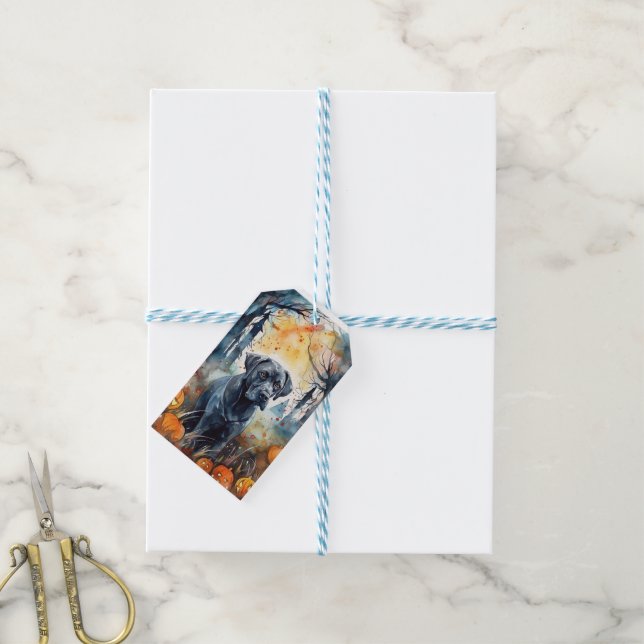 Halloween-Käpp korso med pumpor Presentetikett (Med Snöre)