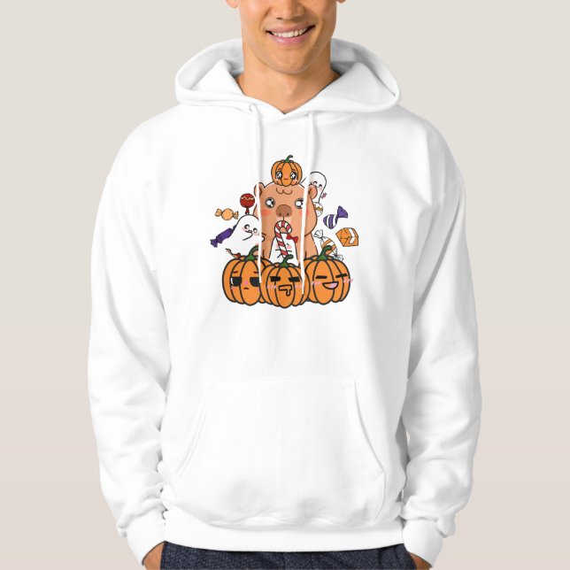 Halloween Kapybara - Pumpa & Godisparty Hoodie (Framsida)