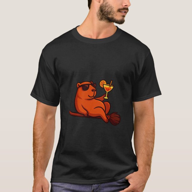 Halloween Kapybarakostym med kvast T Shirt (Framsida)