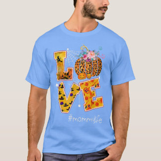 Halloween Kärlek Mamma Pumpkin Leopard Blommigt Co T Shirt