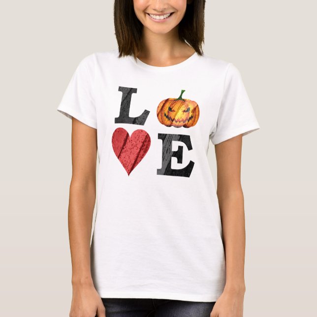 Halloween KÄRLEK med Scary Jack o'lantern T Shirt (Framsida)