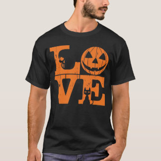 Halloween Kärlek Pumpa Katt Kuslig Söt Grafik T Shirt