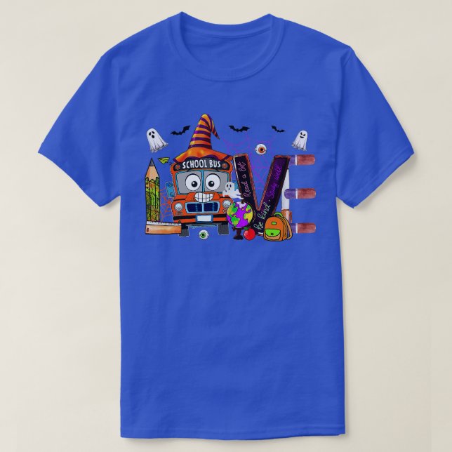 Halloween Kärlek School Buss Driver Witchy Buss Pu T Shirt (Design framsida)