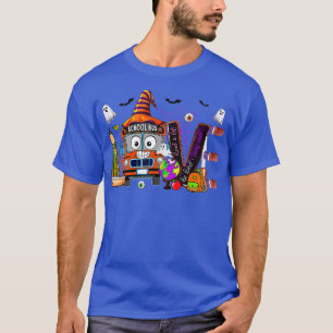 Halloween Kärlek School Buss Driver Witchy Buss Pu T Shirt