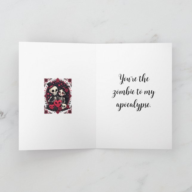 Halloween Kärleks Skelett Par Kort (Inuti)