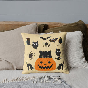 Halloween Kastkudde Svart Katt Skräckinjagande Söt Kudde