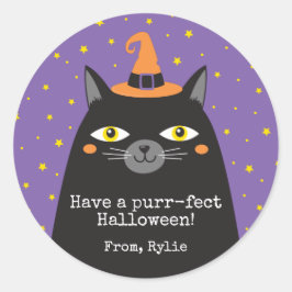 Halloween Kat Kids Party Classic Round Sticker Runt Klistermärke
