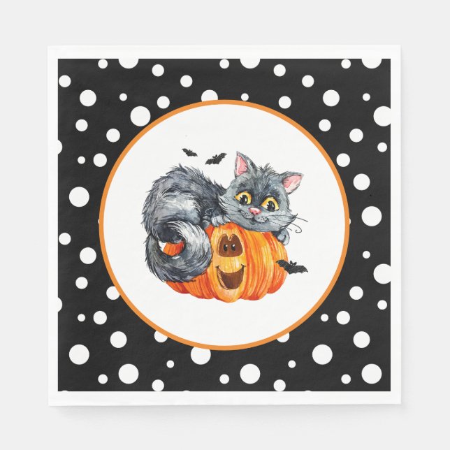 Halloween Kat Pappra Napkins Pappersservett (Framsidan)