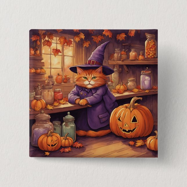 halloween katt #1 knapp (Framsida)