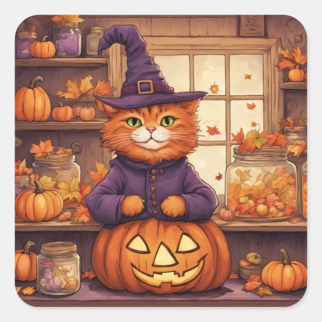 halloween katt #6 klistermärken (Framsida)