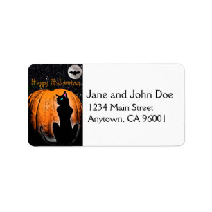 Halloween katt adressetikett