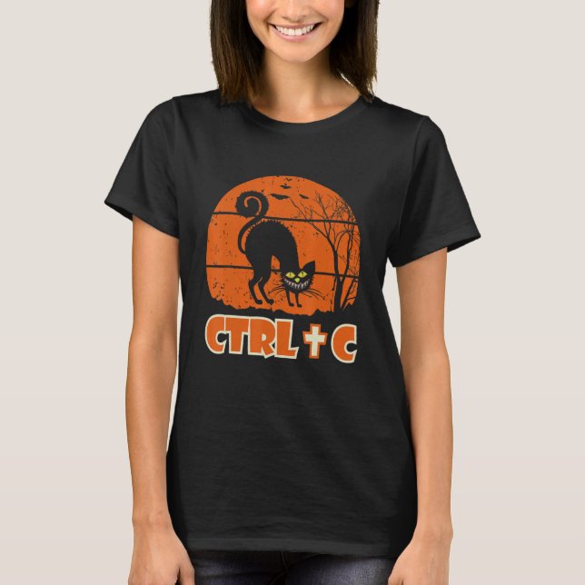 Halloween Katt Citat Ctrl+c Cool Halloween 2022 T Shirt (Framsida)
