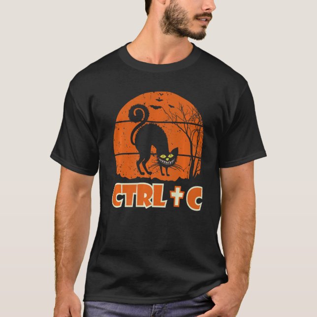 Halloween Katt Citat Ctrl+c Cool Halloween 2022 T Shirt (Framsida)