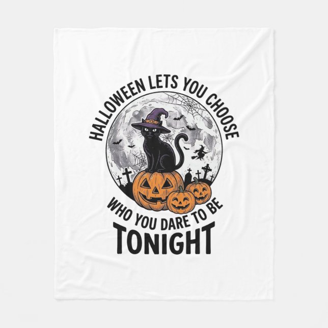Halloween Katt Citat Skum Pumpa Häxa Gravyr Fleecefilt (Framsidan)