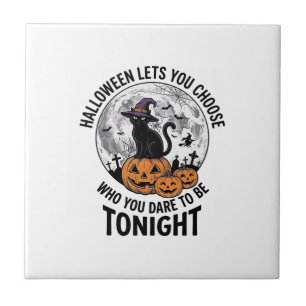 Halloween Katt Citat Skum Pumpa Häxa Gravyr Kakelplatta