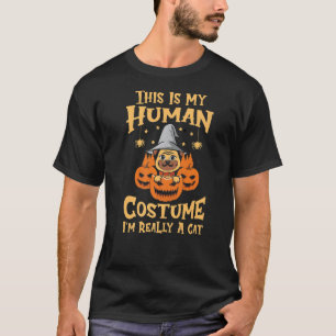Halloween-katt Det här är min mänskliga dräkt Im V T Shirt