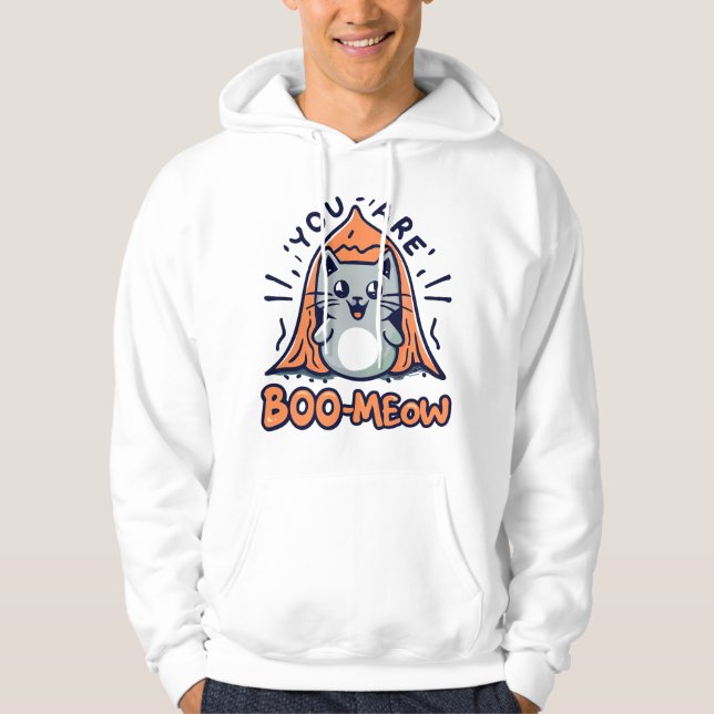 Halloween-katt du är Boo Meow Hoodie (Framsida)