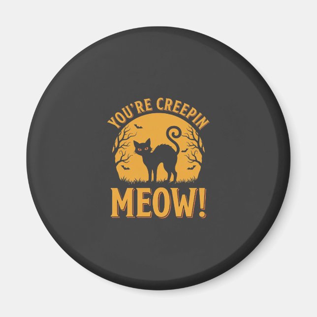 Halloween Katt Du Kruper Meow Magnet (Framsidan)