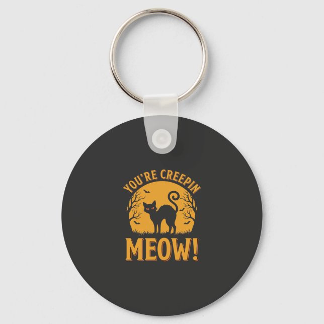 Halloween Katt Du Kruper Meow Nyckelring (Framsida)