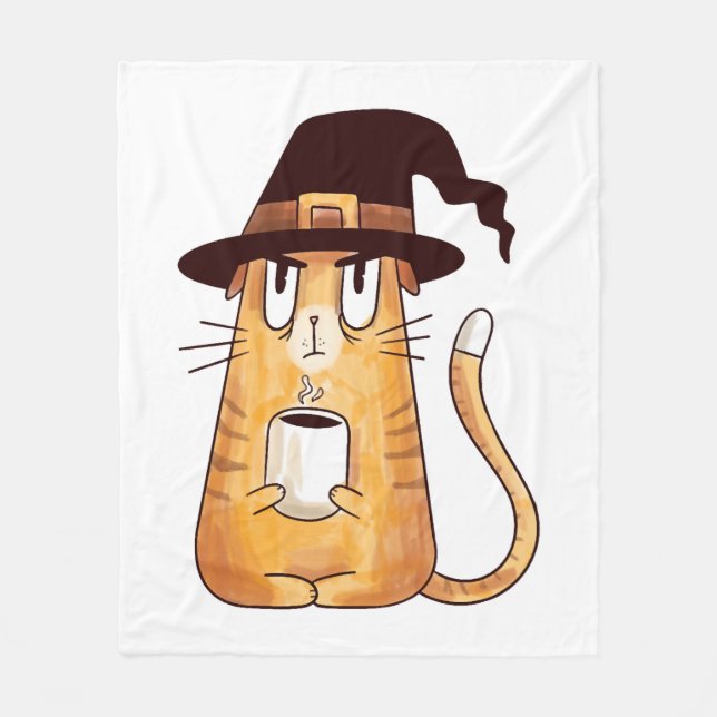 Halloween-katt Fleecefilt (Framsidan)