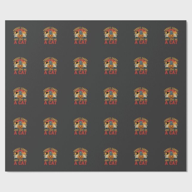 Halloween Katt Glöm Godis Ge Mig En Katt_1 Presentpapper (Platt)