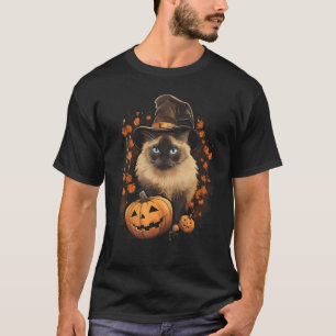 Halloween Katt Häxa Hatt Pumpa T Shirt