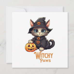 Halloween Katt Häxiga Tassar Inbjudningar