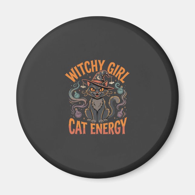 Halloween Katt Häxstämning Magnet (Framsidan)