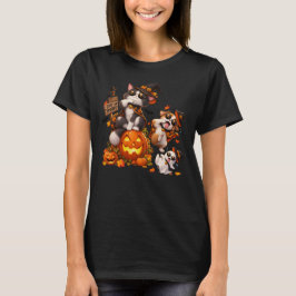Halloween Katt Hund Spöke Roligt Kusligt Pose Kons T Shirt