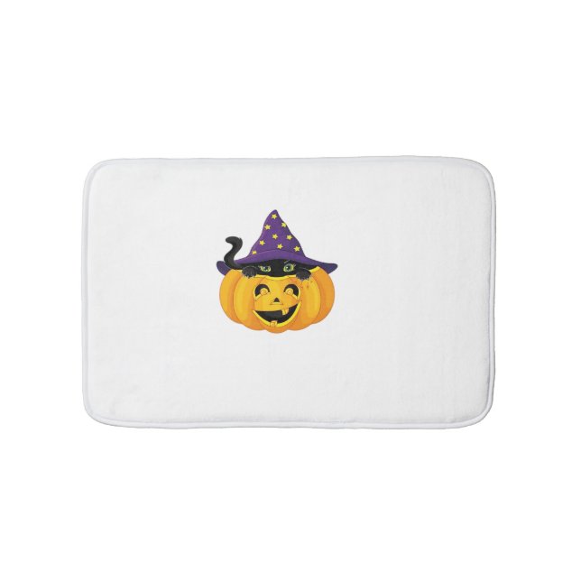 Halloween-katt i Pumpkin - Cute Black Kitten Stick Badrumsmatta (Framsidan)