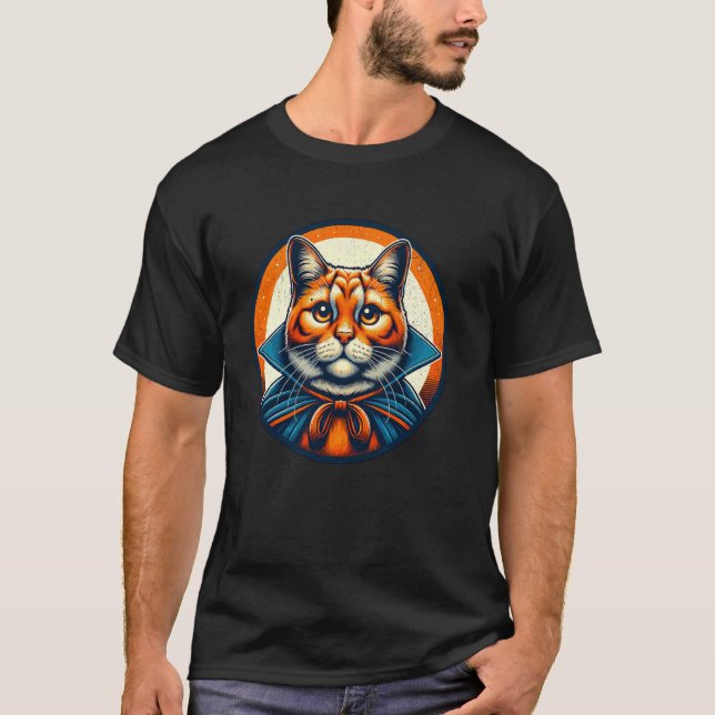 Halloween katt i vampyrdräkt t shirt (Framsida)