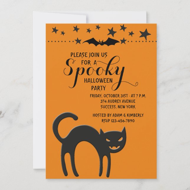 Halloween Katt Inbjudan (Framsida)