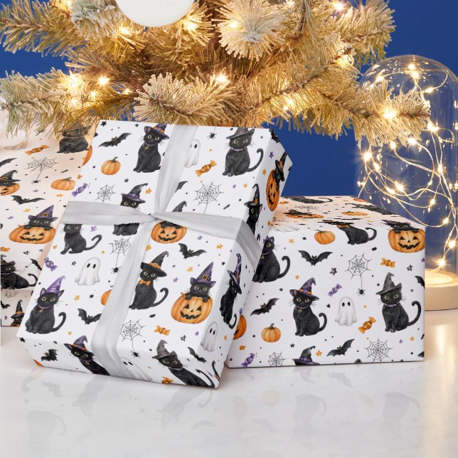Halloween Katt Inpackningspapper |Kattälskareprese Presentpapper (Helgdagar)