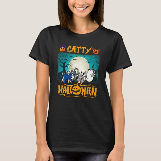 Halloween Katt Kläder 1 T Shirt (Framsida)