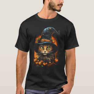 Halloween katt kostym häxa hatt pumpa 31 oktober t shirt