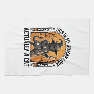Halloween Katt Kostym Rolig Vintage Häxa Katt Tröj Kökshandduk