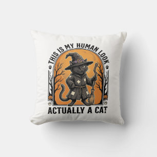 Halloween Katt Kostym Rolig Vintage Häxa Katt Tröj Kudde