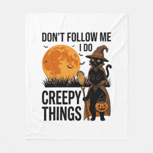 Halloween Katt Kusliga Saker Rolig Häxa_1 Fleecefilt