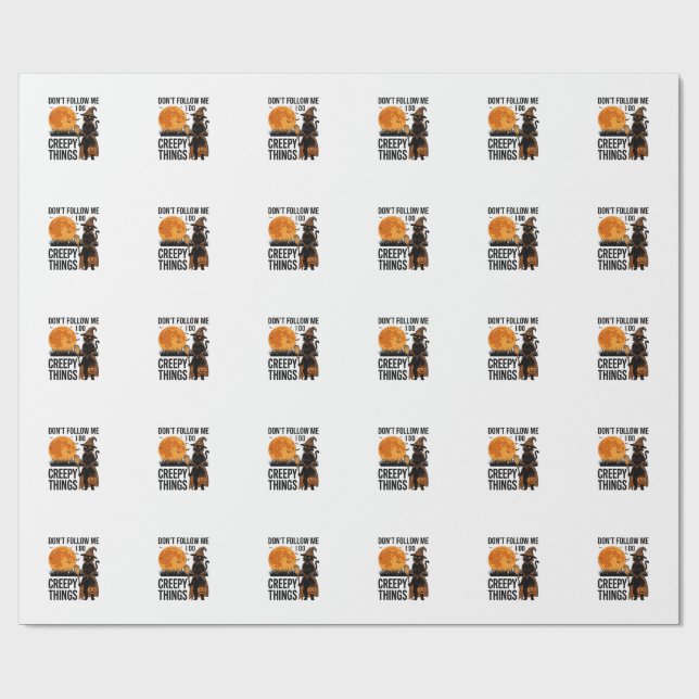 Halloween Katt Kusliga Saker Rolig Häxa_1 Presentpapper (Platt)