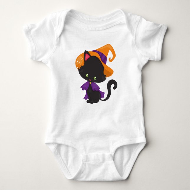 Halloween-katt, kute, katt, svart katt, hatt t shirt (Framsida)
