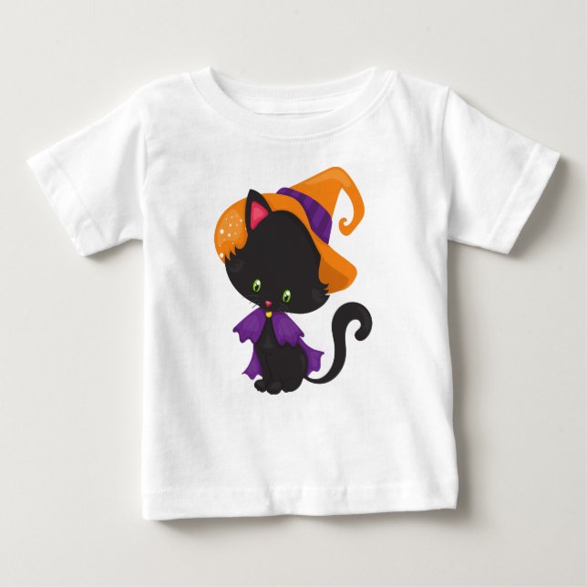 Halloween-katt, kute, katt, svart katt, hatt t shirt (Framsida)