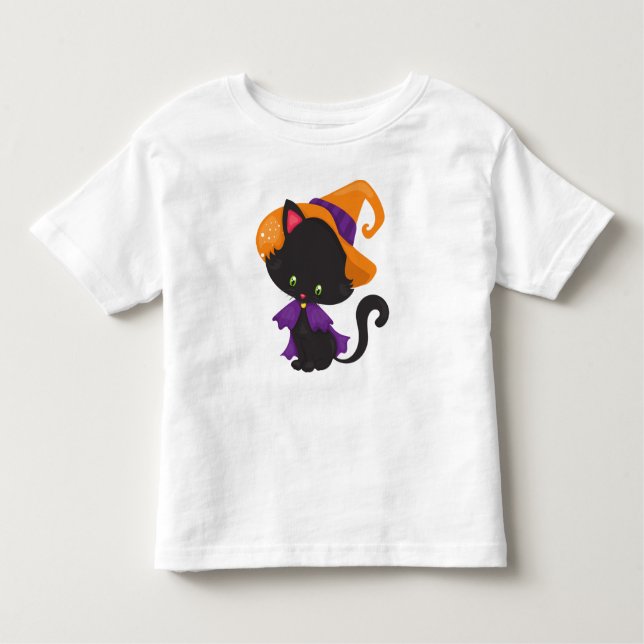 Halloween-katt, kute, katt, svart katt, hatt t shirt (Framsida)