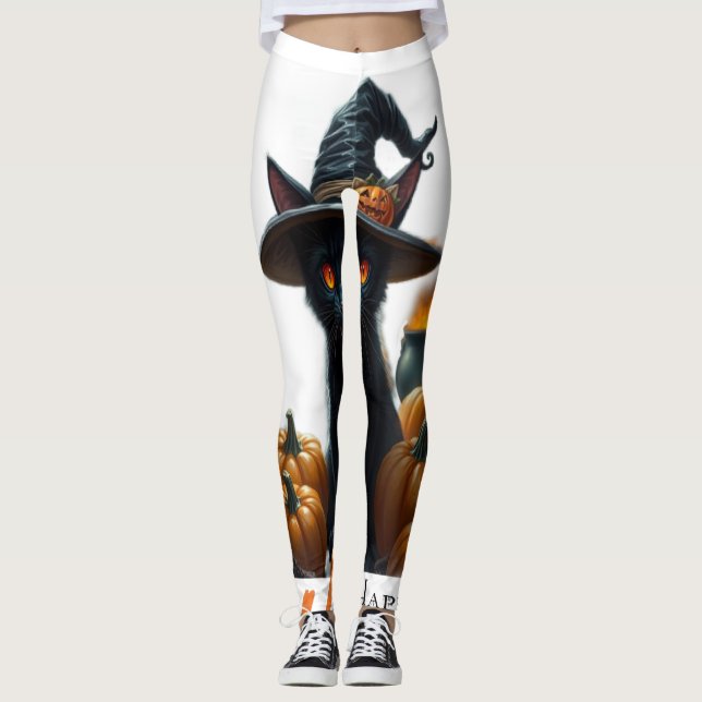 Halloween Katt  Leggings (Framsida)