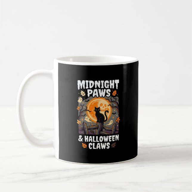 Halloween Katt Måne Bus Kaffemugg (Vänster)